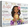 thumbnail image 1 of African American Girl Wall Art Fashion Black Girl Portrait Canvas Picture You Are Beautiful Bible Poster for Girl''s Bedroom Home School Nursery Decor Inspirational Gift 12"x16", 1 of 1