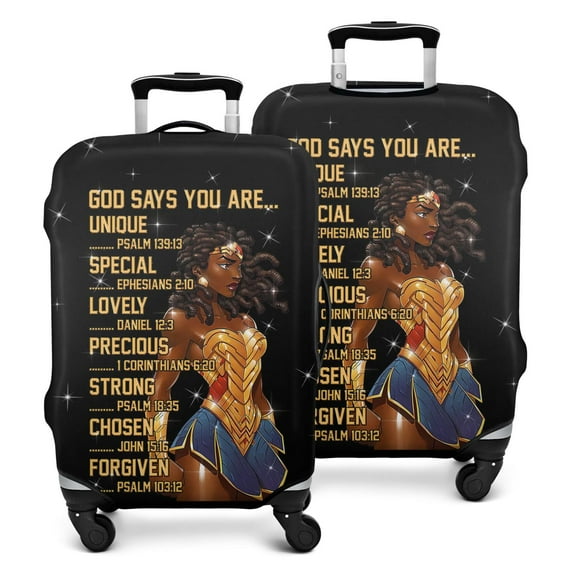 African American God Says You Are Unique Motivational Luggage Protective Cover Inspirational Suitcase Cover Fit 22-24 Inch Luggage