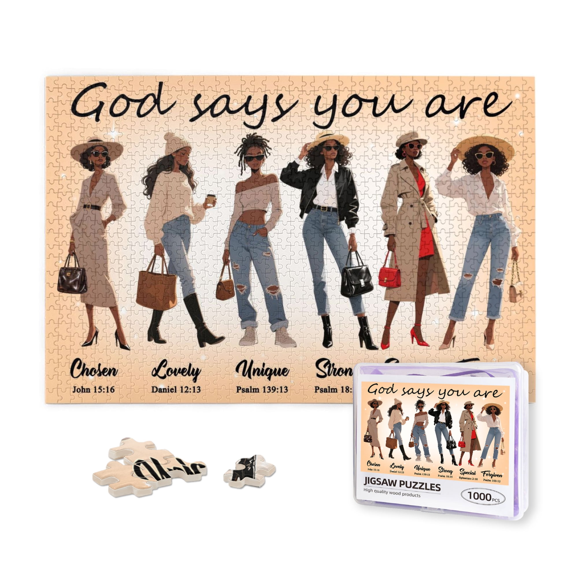 African American Inspirational 1000 Pieces Jigsaw Puzzles Black Queen Magic Jigsaw Puzzles Motivational Game Black Women God Says You Are