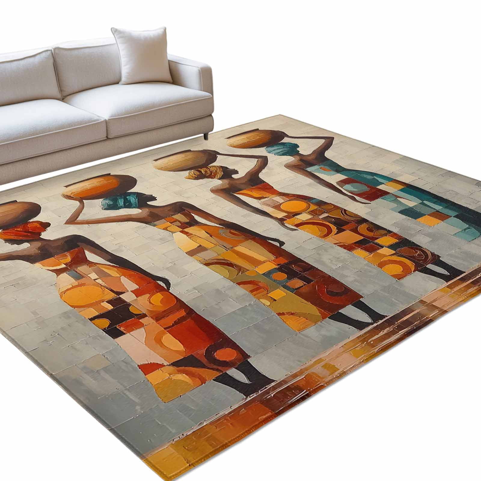 African American Large Area Rugs 6x9ft Black Woman Dress African Tribe ...