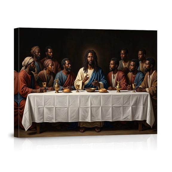 African American Last Supper Black Jesus Religious Wall Art, Thoughtful Christian Faith Theme For Living Room And Gallery Wall Decor