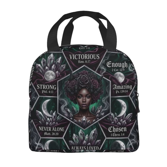 African American Lunch Bag, Reusable Insulated Lunch Tote Bag Box, Leakproof Thermal Cooler Sack Food Handbags Case High Capacity For Travel Work Picnic