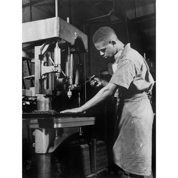 African American Machine Operator Working During World War 2. In June 1941 History (18 x 24)