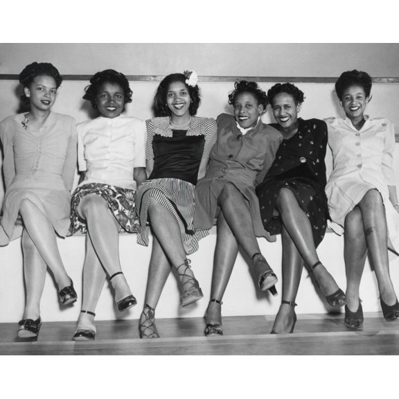 African American Pin-Up Girls At Naval Air Station'S Spring Formal Dance During World War 2. Seattle. April 10 History
