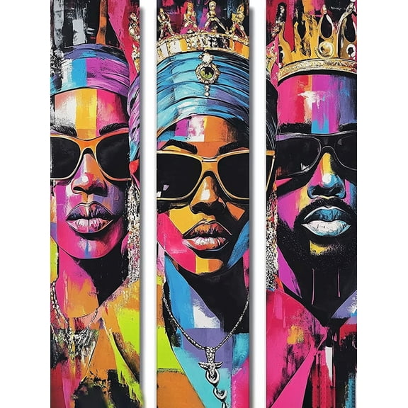 African American Queen and King Abstract Canvas Art PrintSuitable for Living RoomBedroomOfficeBathroomDinning Room Decoration.