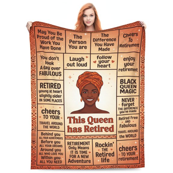 African American Retirement Gift for Woman Throw Blanket, Best Retired Gifts for Women, Afro Inspirational Gift Idea for Retirement Coworker Teacher Nurse Mom Sister Friend 50x40