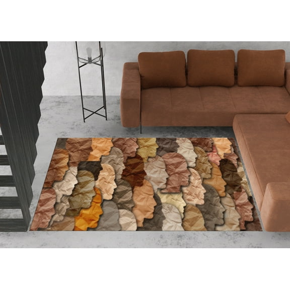 African American Rugs, Brown Rug, Abstract Faces Rugs, Abstract Rug, Housewarming Gift, Salon Decor Rug, Indoor Rug, Accent Rug, 2.3'x3.3' - 70x110 cm