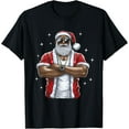 thumbnail image 1 of African American Santa Christmas Pajama Cool Black X-Mas T-Shirt, 1 of 3