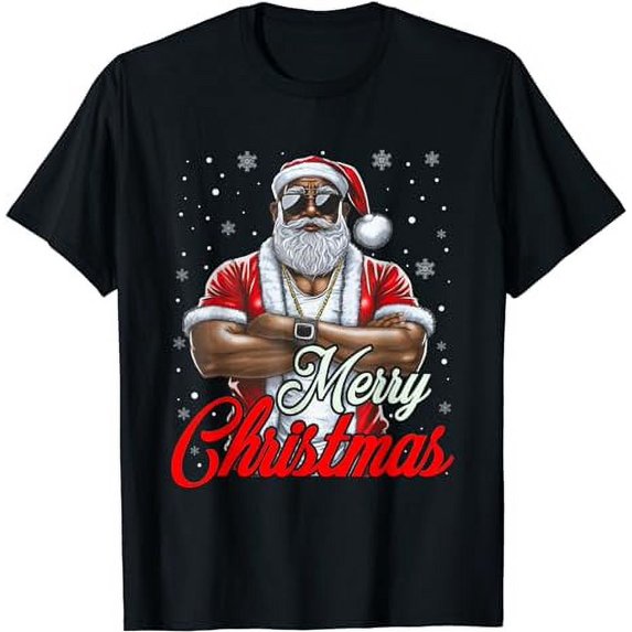 African American Santa Christmas Pajama Cool Black X-Mas T-Shirt