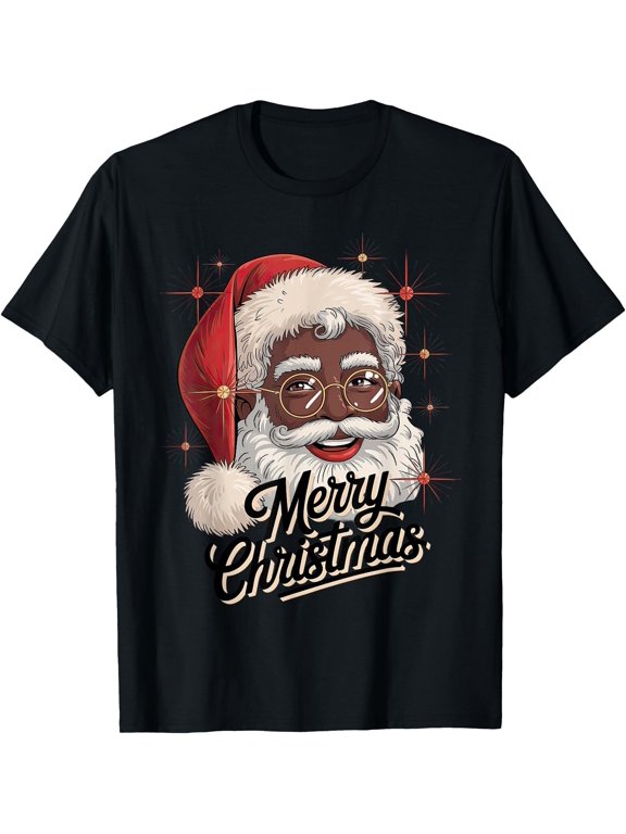 African American Santa Christmas Xmas T Classic Message T-Shirt
