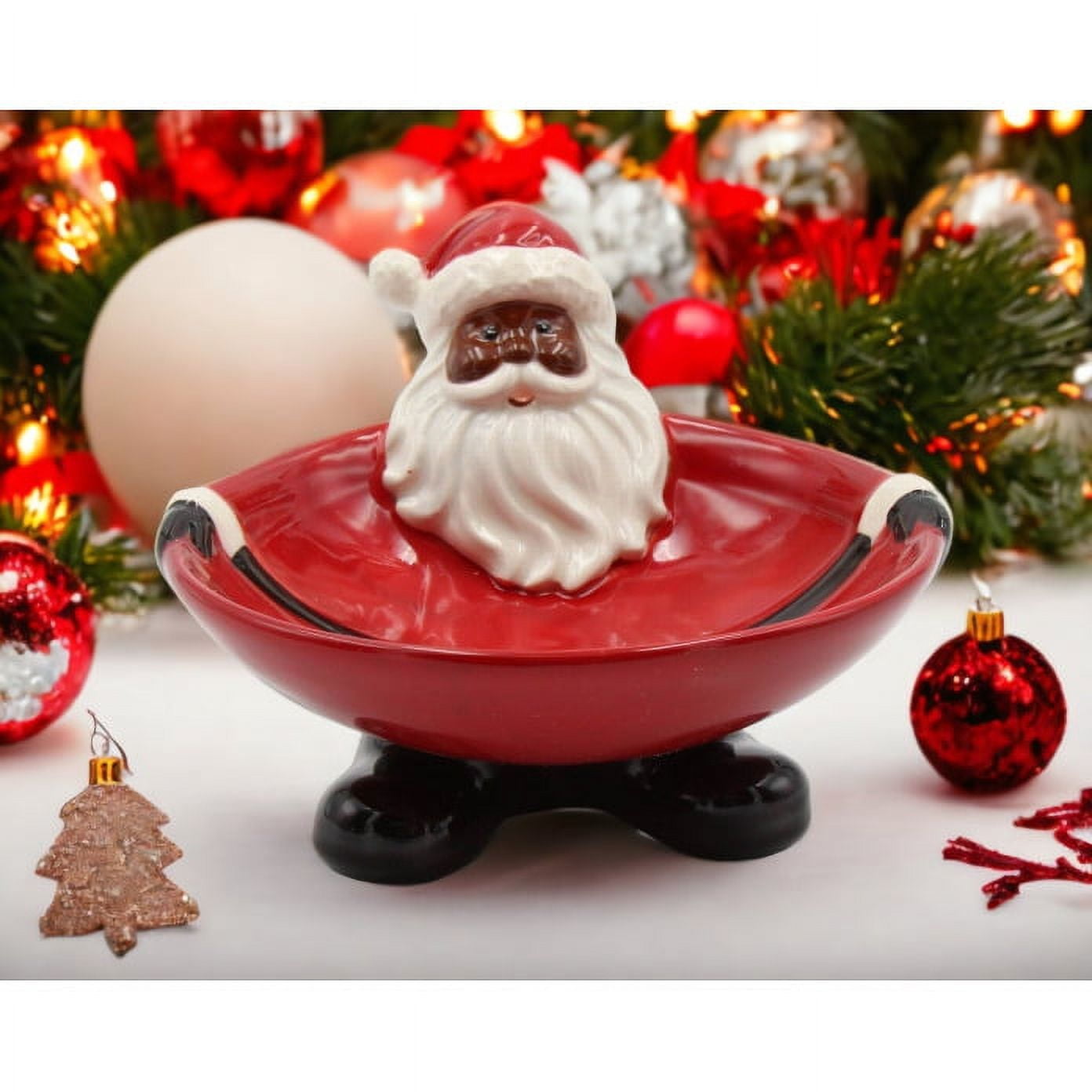 Holiday Indoor Decor: African American Santa Claus Ceramic Candy