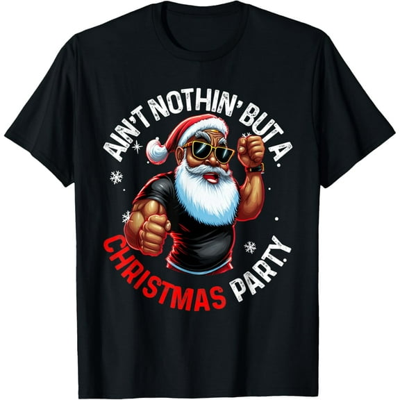African American Santa Claus Christmas Pajama MenWomen Adult T-Shirt