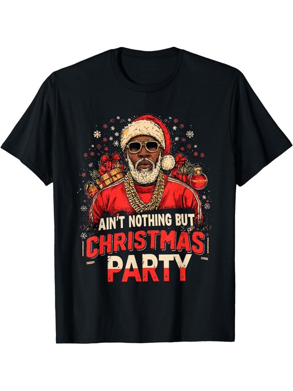 African American Santa Claus Christmas Xmas Party T Classic Message T-Shirt