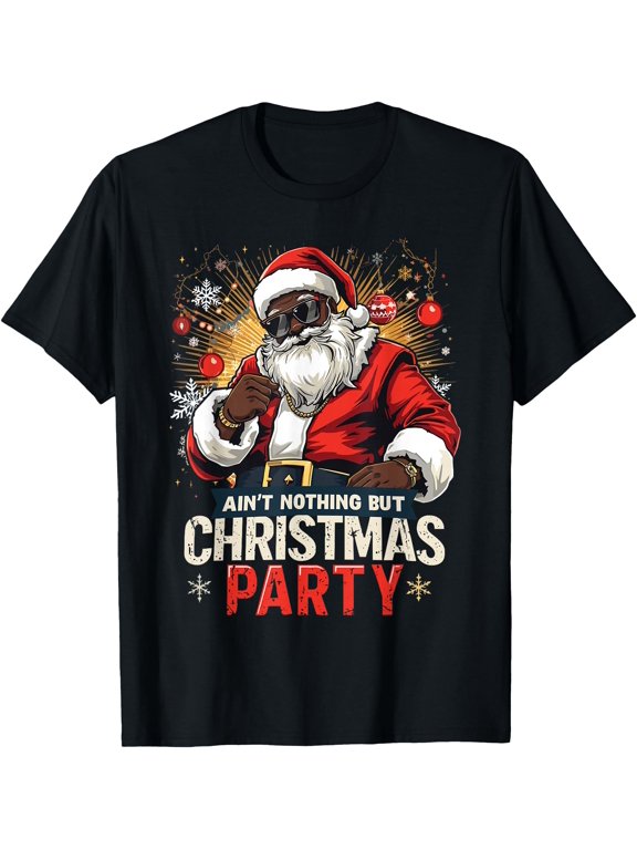 African American Santa Claus Christmas Xmas Party T Positive Message T-Shirt
