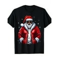 thumbnail image 1 of African American Santa Claus Pajamas Cool Black Christmas 100% Cotton T-shirt, 1 of 5