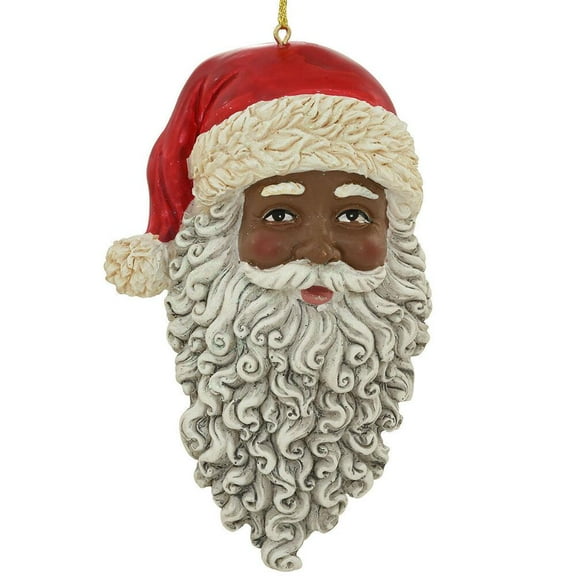 African American Santa Head Ornament