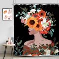 African American Shower Curtain 60Wx72L Inch Black Woman Girl Flower