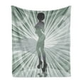 thumbnail image 1 of African American Soft Flannel Fleece Throw Blanket, Afro AmericWomin High Heels Silhouette with Ray Background Pattern, Cozy Plush for Indoor and Outdoor Use, 50" x 60", Black, by Ambesonne, 1 of 6