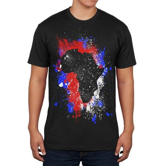 African American Splatter Mens Soft T Shirt Black MD