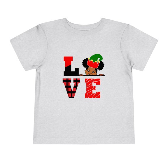 African American Toddler Girl Short Sleeve Tee, Christmas Shirt, Baby Girl Shirt, Love Christmas Shirt,Kindergarten Shirt