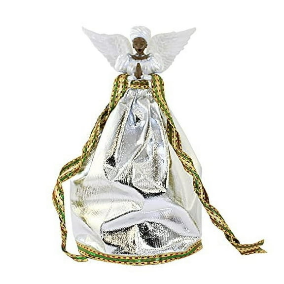 African American Treetopper Figurine: Serenity Angel in Silver