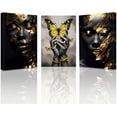 thumbnail image 1 of African American Wall Art 3 Piece Purple Black Woman Canvas Picture Fashion Queen Crown Butterfly Painting Elegant Prints Poster for Girl Living Room Bedroom Home Decor Framed(POR-01,12"x16"x3), 1 of 6