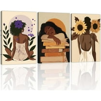African American Wall Art Black Woman Bathroom Canvas Prints Boho Black Girl Pictures Modern Fashion Paintings for Toilet Bathroom Wall Decor d(Women-2,11.00" x 14.00" x 3Pcs)
