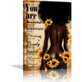 thumbnail image 1 of African American Wall Art Black Woman Sunflower Inspirational Quote Canvas Prints Home Decor for Bathroom Living Room Bedroom Girls Room Framed Ready To Hang (12"x16", God says you are #02), 1 of 6