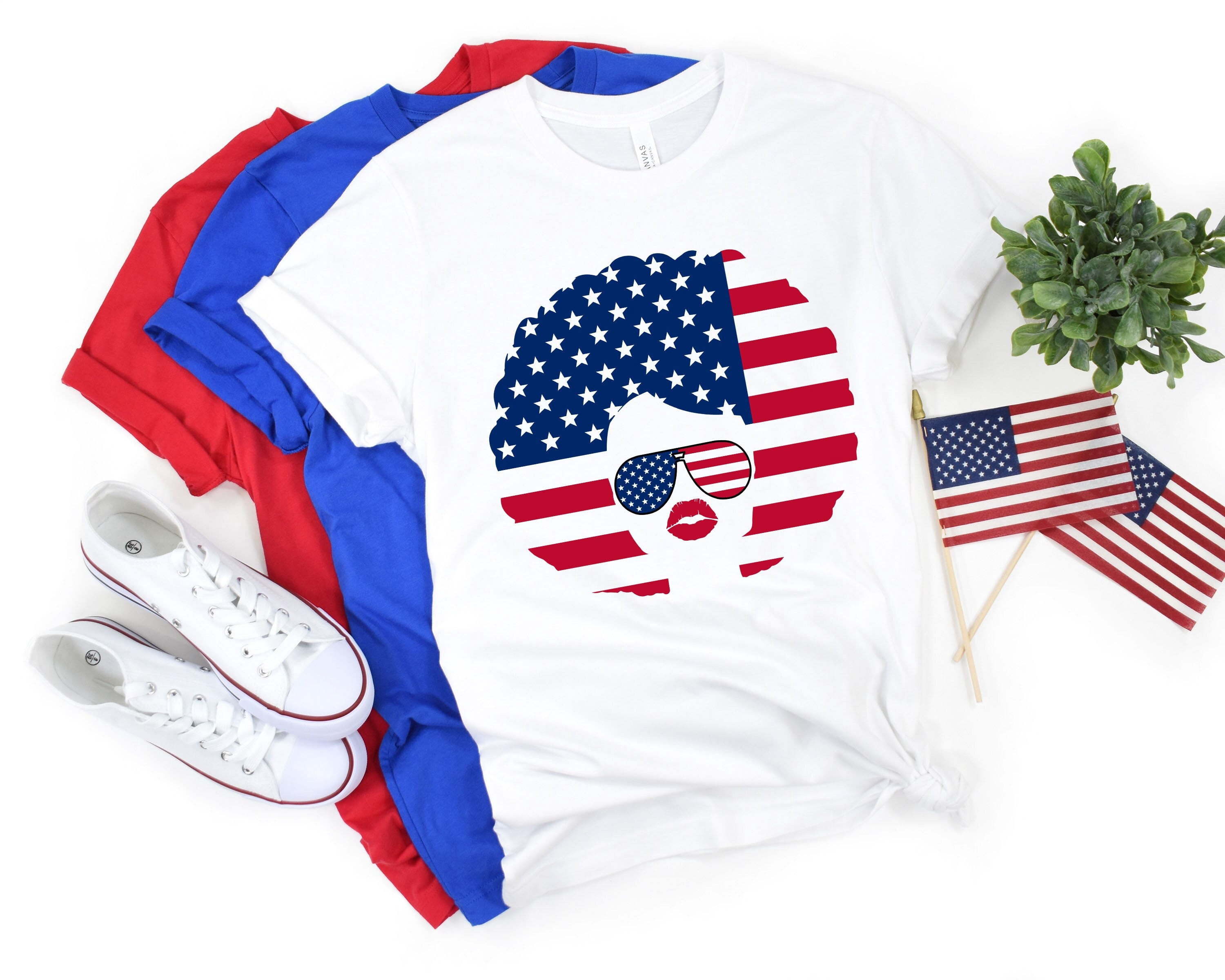 African American Woman 4th Of July Shirt, Afro Woman USA Flag Shirt ...