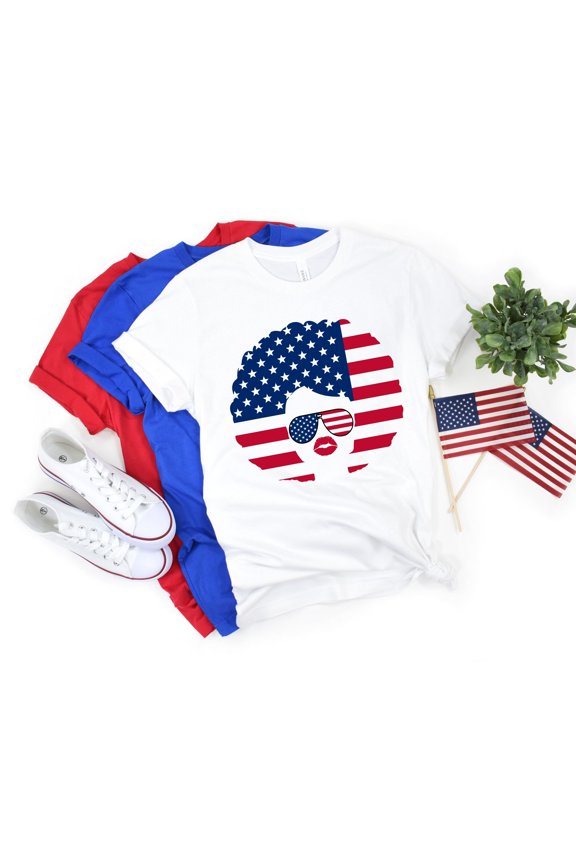 African American Woman 4th Of July Shirt, Afro Woman USA Flag Shirt, Independence Day Shirt, Black Girl Shirt, Silhouette