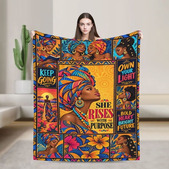 African American Woman Blanket Inspirational Gift for Black Women 50x40 in