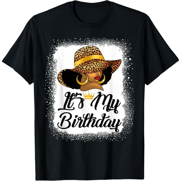 African American Woman It's My Birthday Black Queen T-Shirt Tops Tee