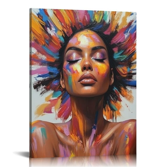 African American Woman Wall Art Black Art Poster Graffiti Canvas Painting Picture for Living Room