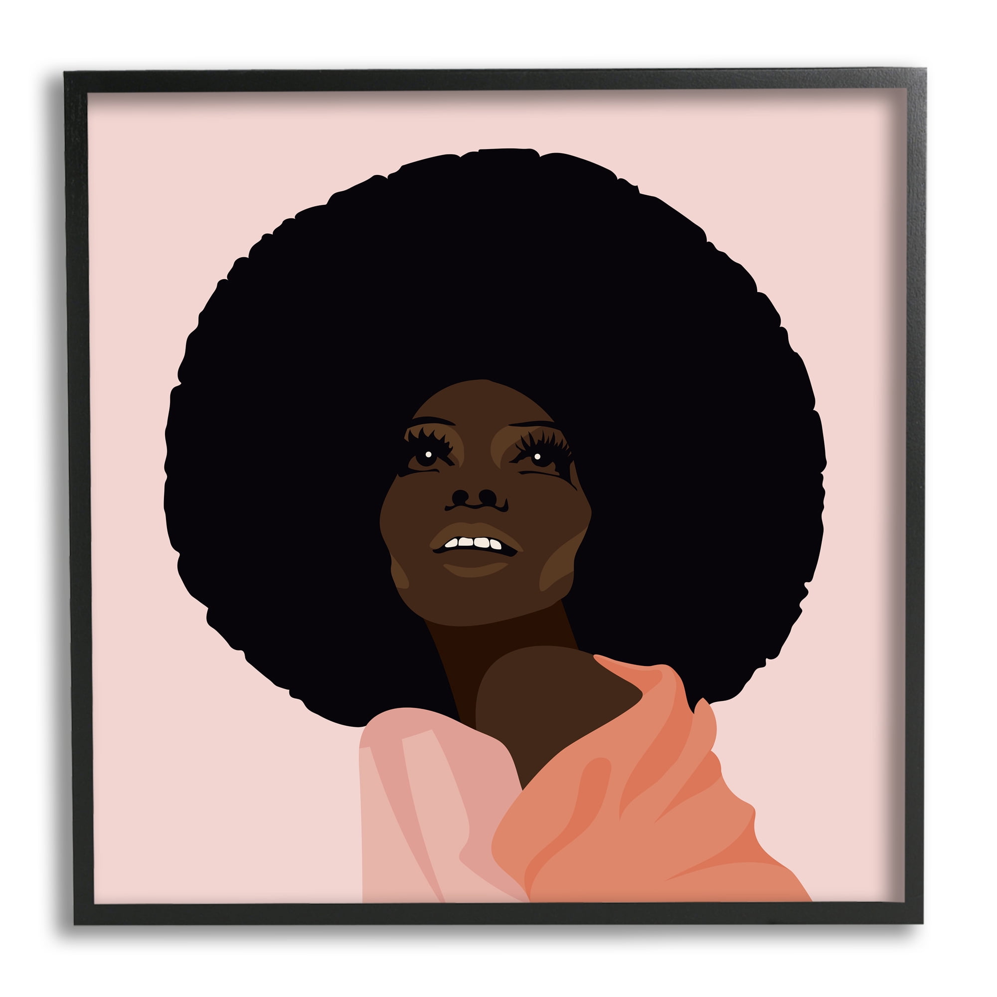 African American Woman Wearing Pink Glam Fashion Beauty & Fashion Framed Art Print Wall Art, 17x17