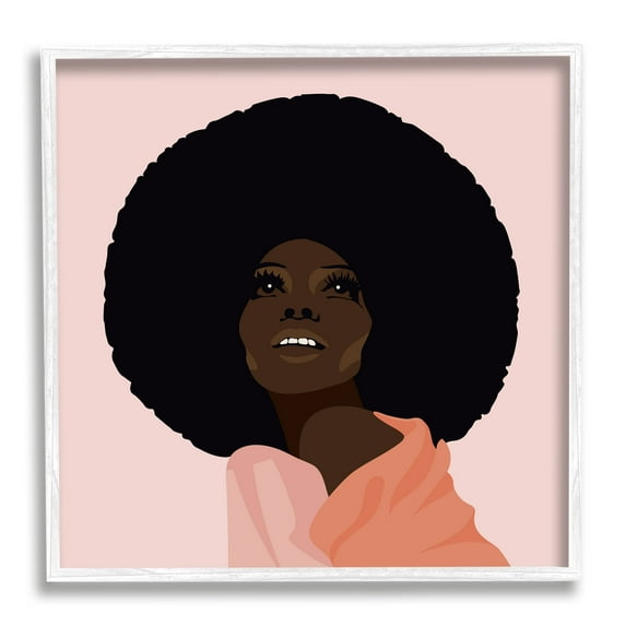 African American Woman Wearing Pink Glam Fashion Beauty & Fashion Framed Art Print Wall Art, 17x17