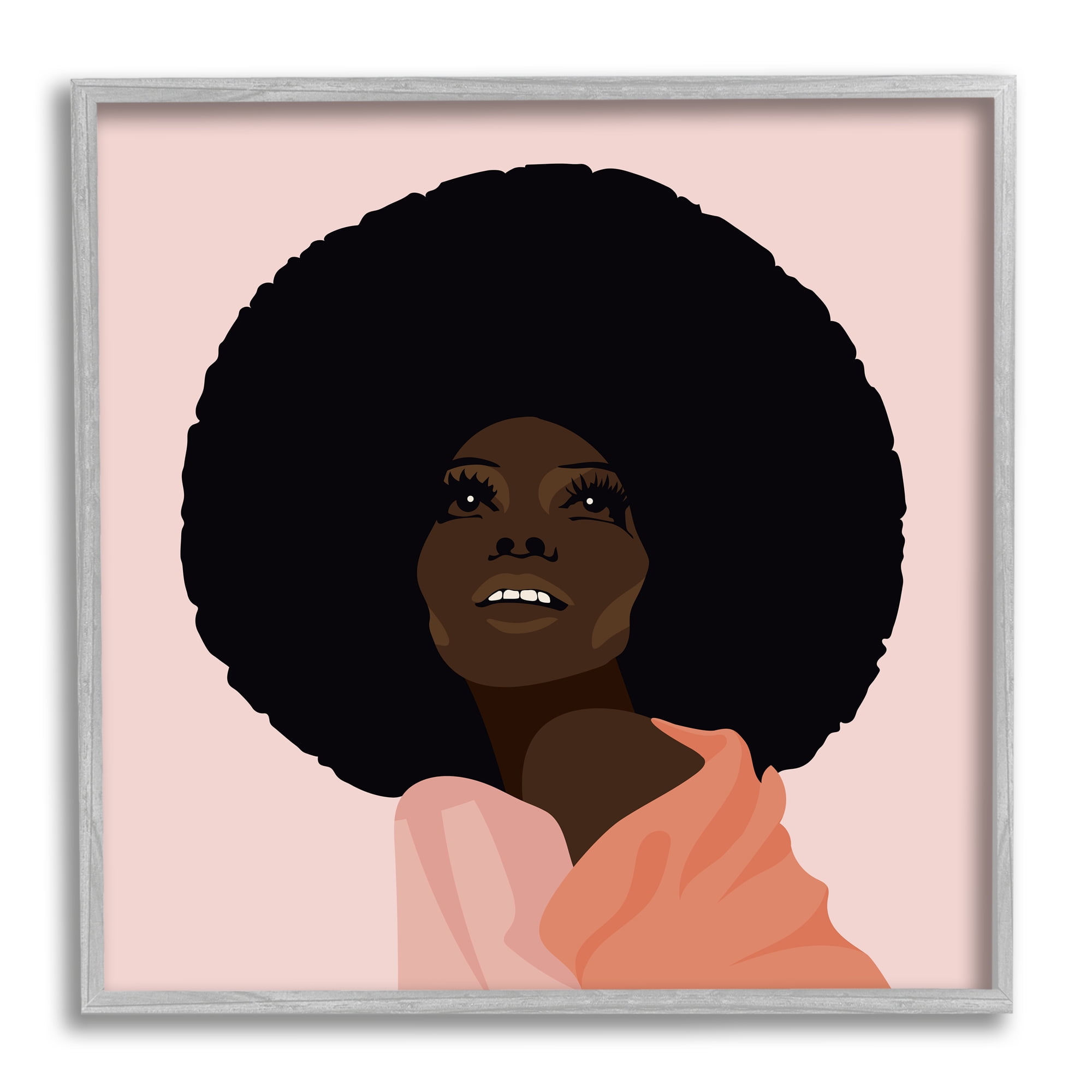 African American Woman Wearing Pink Glam Fashion Beauty & Fashion Framed Art Print Wall Art, 17x17