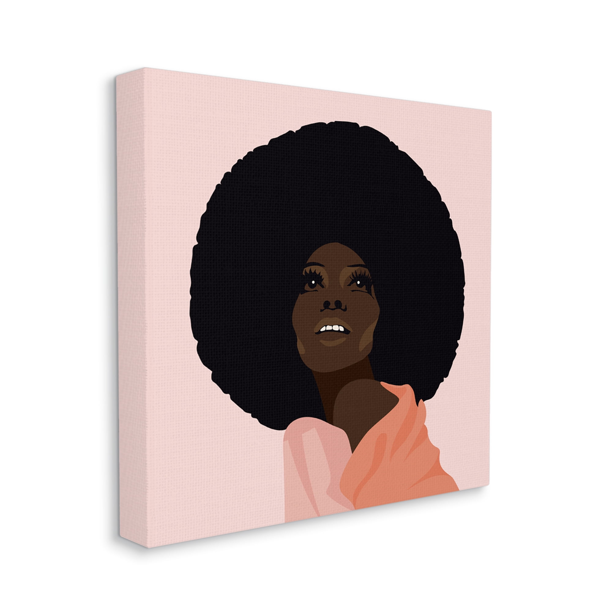 African American Woman Wearing Pink Glam Fashion Beauty & Fashion Gallery-Wrapped Canvas Print Wall Art, 17x17