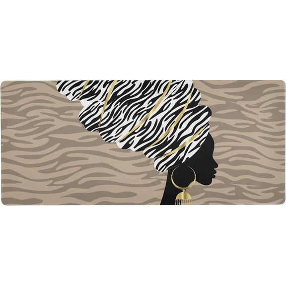 African American Woman Zebra Print Large Gaming Mouse Pad Big Mousepad Mice Keyboard Mat with Non-Slip Rubber Base for Computer Laptop Home & Office, 31.5 X 15.7 inch