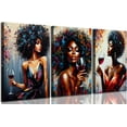 thumbnail image 1 of African American Women Canvas WallColorful Graffiti Afro Wine Girl Painting Modern Abstract Aesthetic Pictures Wall Decor Posters Print Artwork for Living Room Bedroom Bar Decoration, 1 of 6