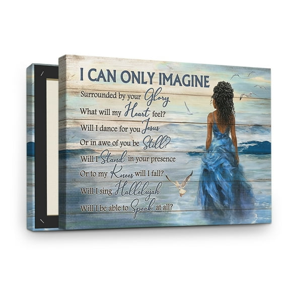 African American Women Framed Canvas - I Can Only Imagine Motivational Wall Art for Bedroom/Living Room - Perfect for Black Girl Empowerment - 8x12 inch
