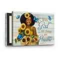 thumbnail image 1 of African American Women Inspirational Wall Art Black Girl Sunflower with God All Things Are Possible Framed Canvas Bible Quotes Poster for Living Room Bedroom Home Office - 12x18 inch, 1 of 7