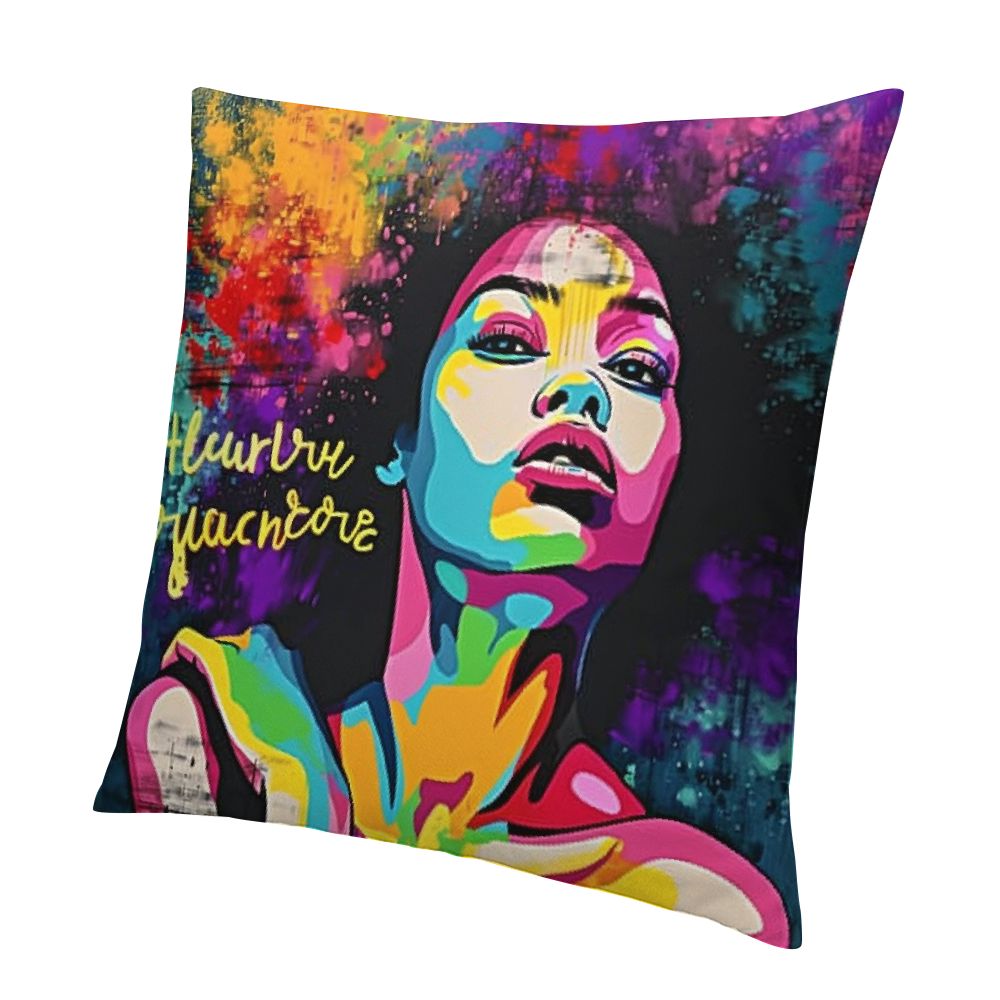 African American Women Throw Pillow Cover Colorful Afro Cushion Covers