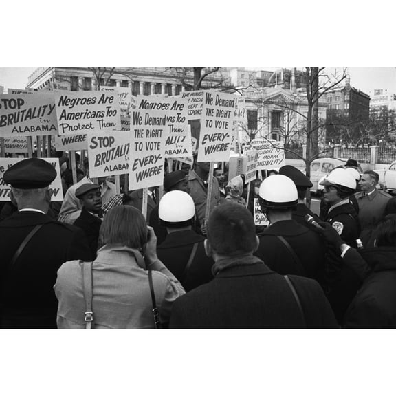 African Americans Protesting Outside The White House In Support Of Selma Demonstrators. Their Signs Read History (