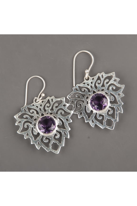 African Amethyst Earrings 925 Sterling Silver Jewelry