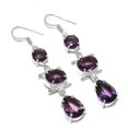 thumbnail image 1 of African Amethyst Gemstone Earrings Handmade Antique Gift Solitaire Jewelry 2.50", 1 of 3