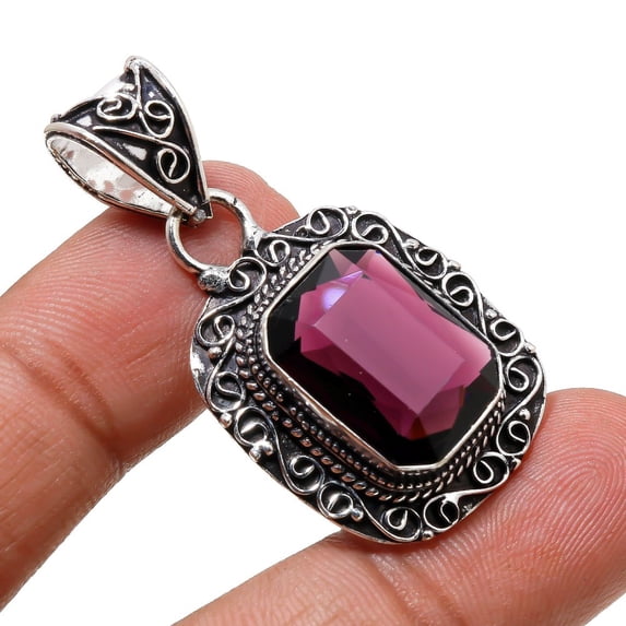 African Amethyst Gemstone Handmade Fashion Vintage Pendant Jewelry 1.90" SR 2036