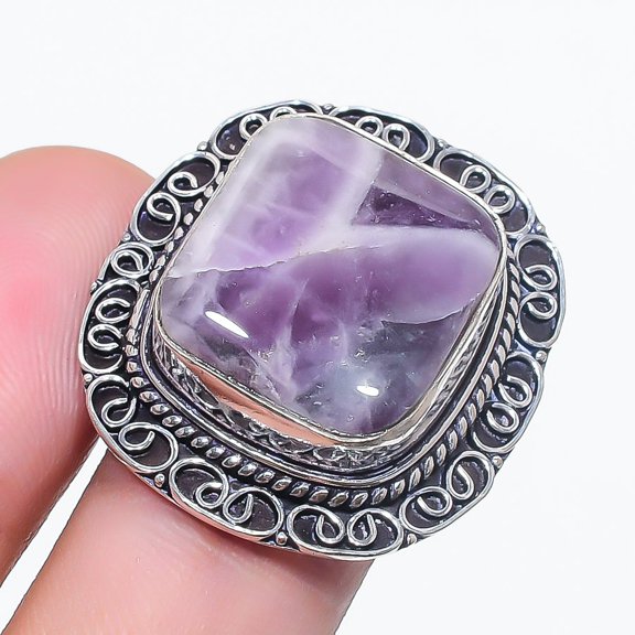 African Amethyst Gemstone Ring Handmade Antique Vintage Jewelry 7.75" VR 2021