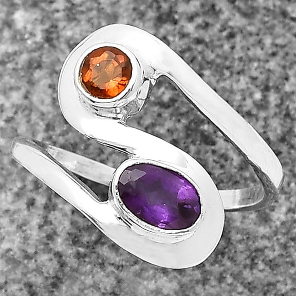 African Amethyst, Mandarin Citrine 925 Sterling Silver Ring s.8.5 Jewelry DGR1123_B_8.5 R-1039