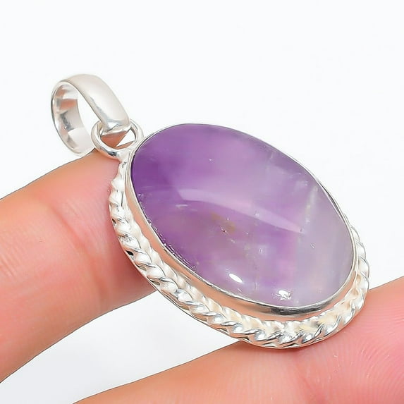 African Amethyst Oval Shape Gemstone Pendant Handmade Gift Jewelry 2.10" FP 1511