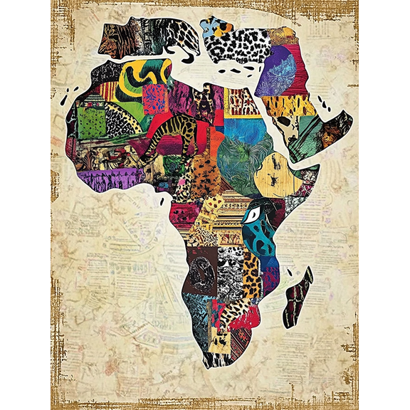African Animal Print Collage Canvas Wall ArtSuitable for Living RoomBedroomOfficeDining Roomand Hallway Decoration.